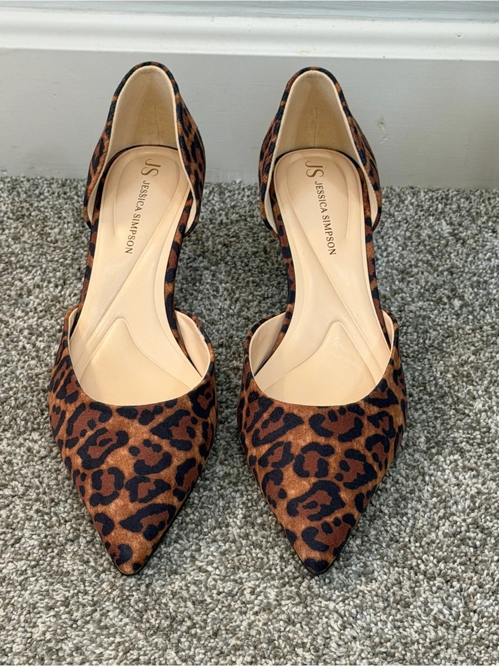 Jessica Simpson Leopard Print Pointed Toe D'Orsay Heels